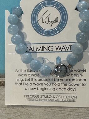 T Jazelle CALMING WAVES Sterling Silver & Aquamarine Beaded Bracelet - New